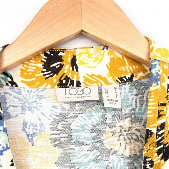 LOGO by Lori Goldstein Marble Dye Cotton Modal Cardigan Floral‎ M A305456 - Picture 2 of 8